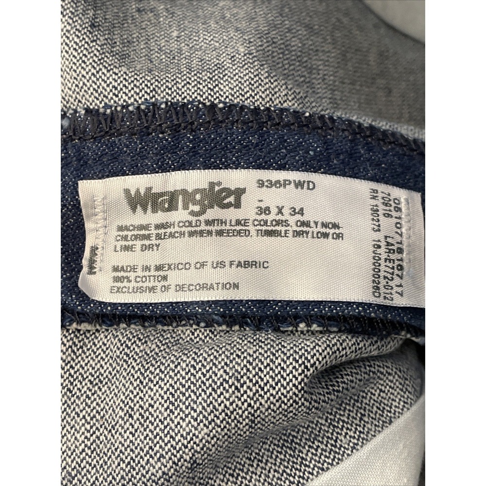 Wrangler Men's Cowboy Cut Slim Fit Indigo Jeans 936PWD 36X34 - Picture 7 of 9